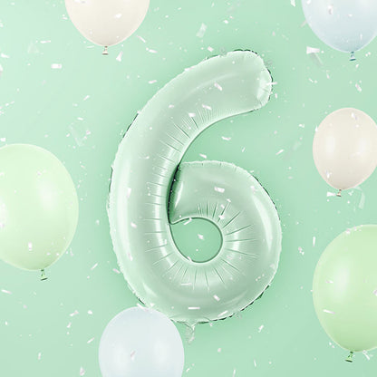 Pastel Green Number 6 Balloon 28 Inches