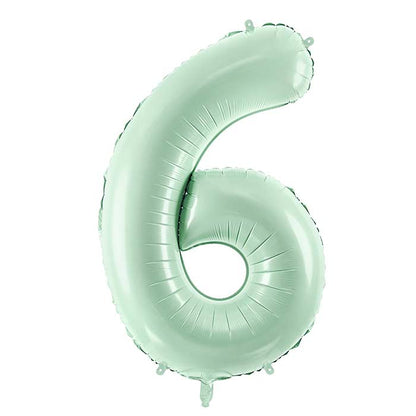Pastel Green Number 6 Balloon 28 Inches | Party Save Smile