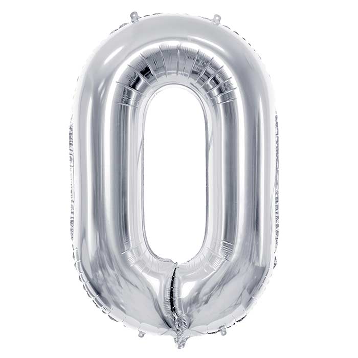 Silver Number 0 Balloon 28 Inches | Party Save Smile