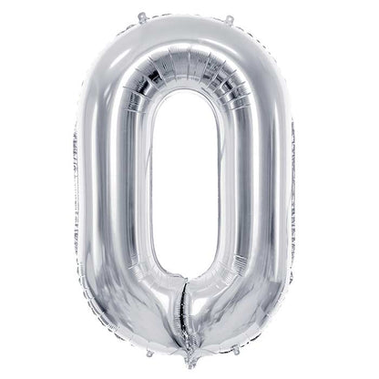 Silver Number 0 Balloon 28 Inches | Party Save Smile