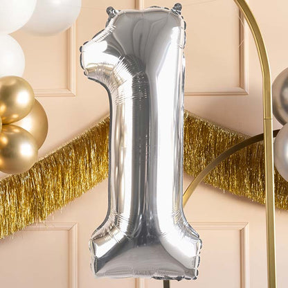 Silver Number 1 Balloon 28 Inches