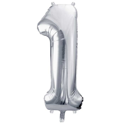 Silver Number Balloons 0-9 - 28 inches