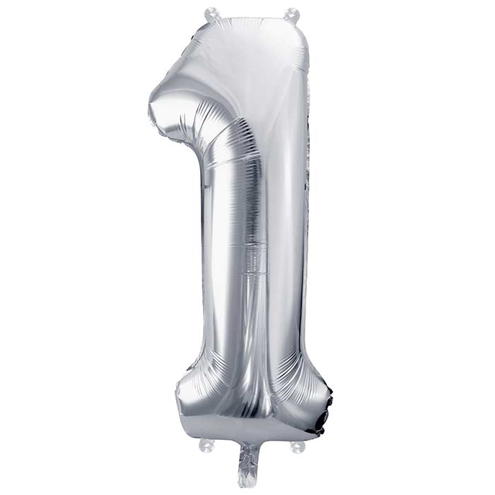 Silver Number 1 Balloon 28 Inches | Party Save Smile