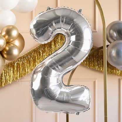 Silver Number 2 Balloon 28 Inches