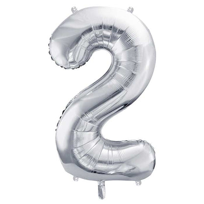 Silver Number 2 Balloon 28 Inches | Party Save Smile