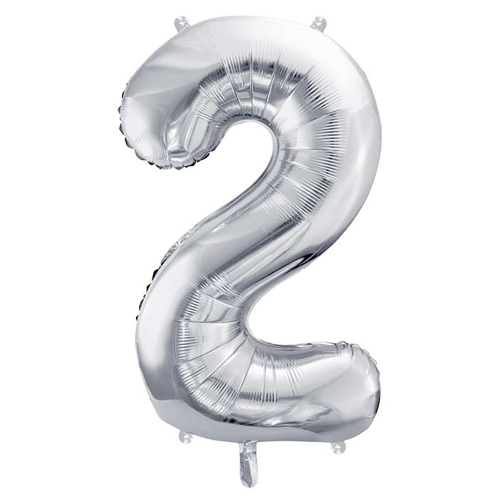 Silver Number Balloons 0-9 - 28 inches