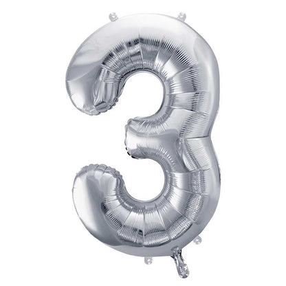 Silver Number Balloons 0-9 - 28 inches