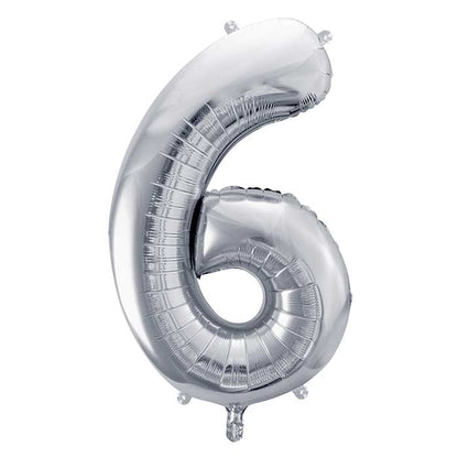 Silver Number 6 Balloon 28 Inches | Party Save Smile