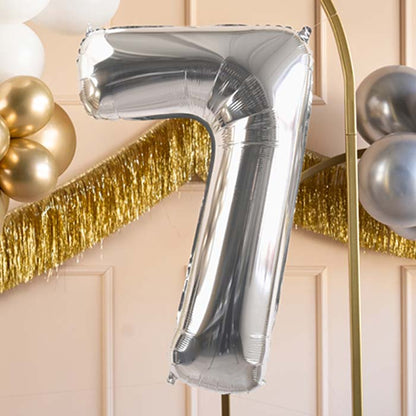 Silver Number 7 Balloon 28 Inches