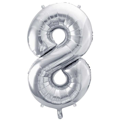 Silver Number Balloons 0-9 - 28 inches