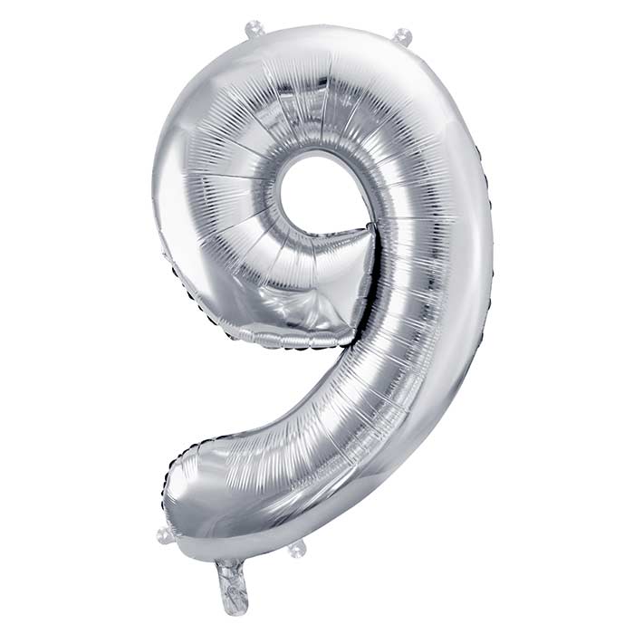 Silver Number 9 Balloon 28 Inches | Party Save Smile