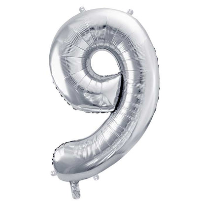 Silver Number 9 Balloon 28 Inches | Party Save Smile