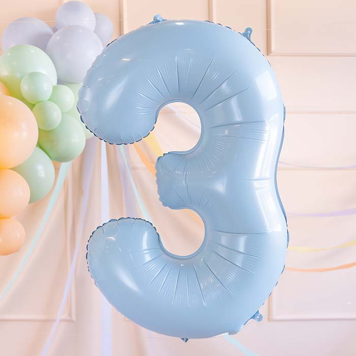 Light Blue 3 Number Balloon 28 Inches