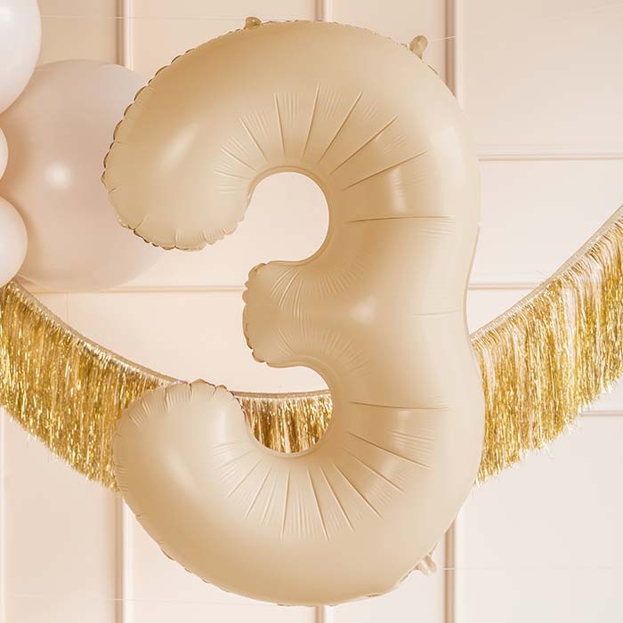 Beige Number 3 Balloon 28 Inches