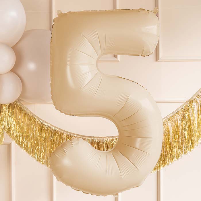 Beige Number 5 Balloon 28 Inches