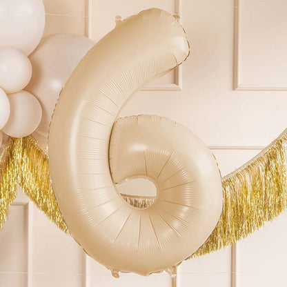 Beige Number 6 Balloon 28 Inches