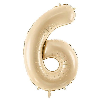 Beige Number 6 Balloon 28 Inches | Party Save Smile