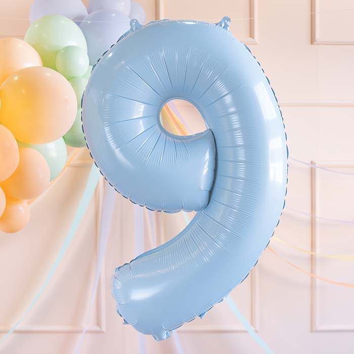 Light Blue 9 Number Balloon 28 Inches