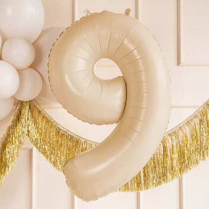 Beige Number 9 Balloon 28 Inches