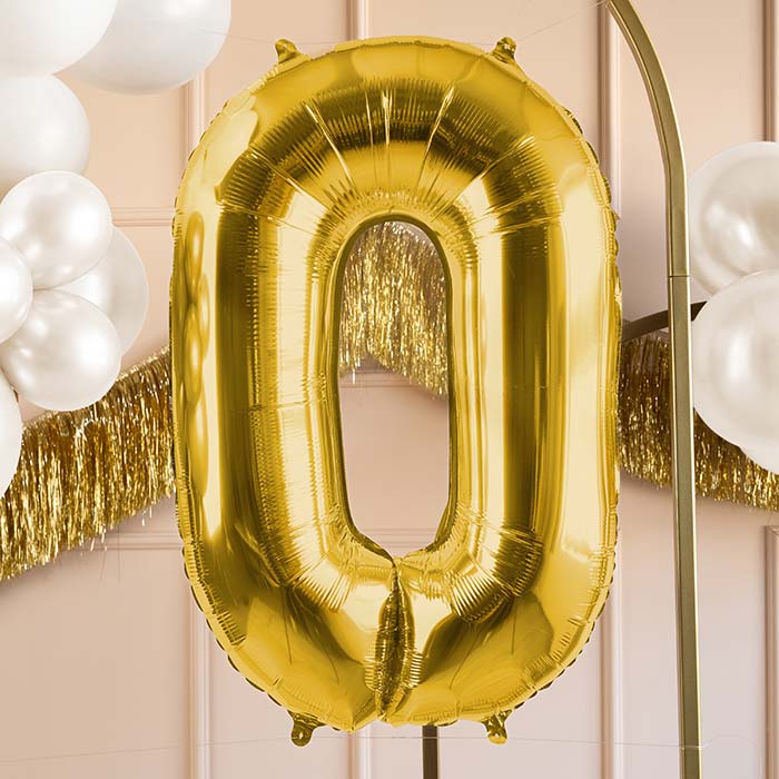 Champagne Gold Number 0 Balloon 28 Inches