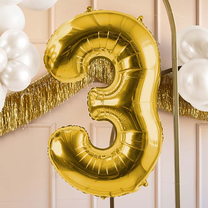 Champagne Gold Number 3 Balloon 28 Inches