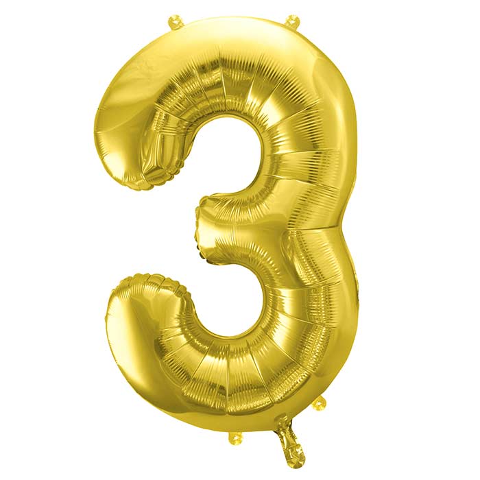 Champagne Gold Number 3 Balloon 28 Inches | Party Save Smile