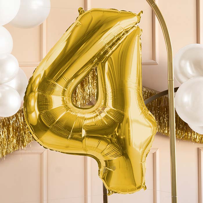 Champagne Gold Number 4 Balloon 28 Inches