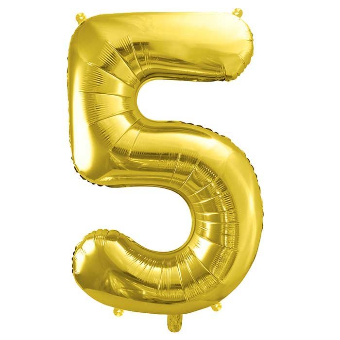 Champagne Gold Number 5 Balloon 28 Inches | Party Save Smile