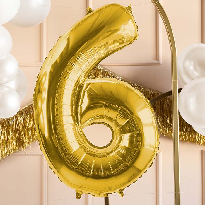 Champagne Gold Number 6 Balloon 28 Inches