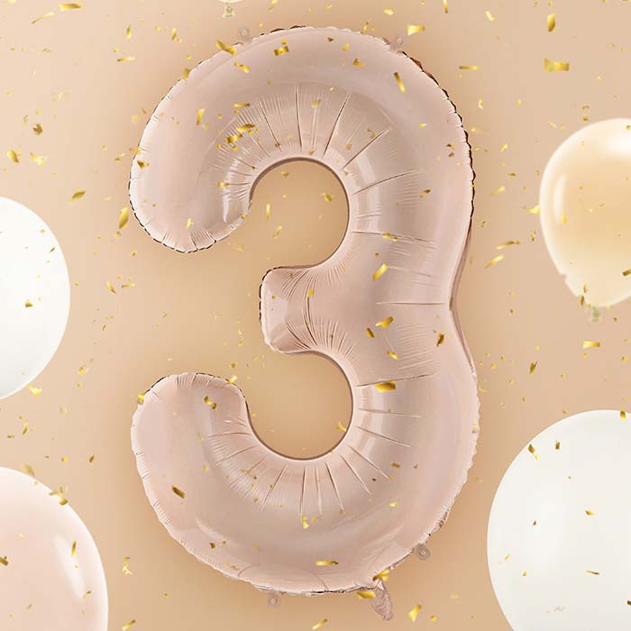 Cappucinno Beige Number 3 Balloon 28 Inches