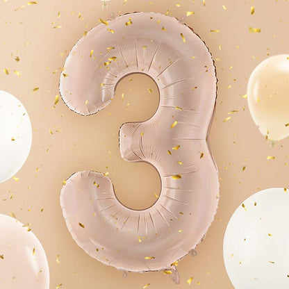 Cappucinno Beige Number 3 Balloon 28 Inches