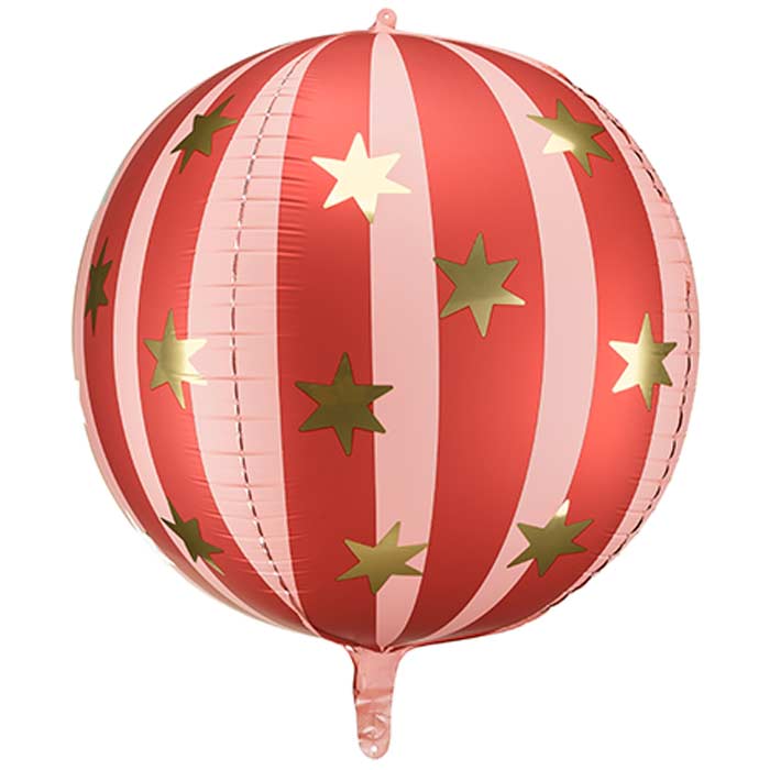 Red Starry Circus Globe Balloon 75cm | Party Save Smile