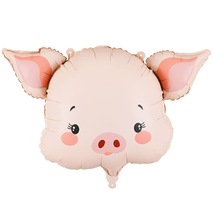 Pink Pig Head Foil Balloon 61x36 cm | Party Save Smile