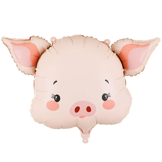 Pink Pig Head Foil Balloon 61x36 cm | Party Save Smile