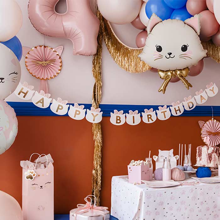 White Cat with Bow Foil Balloon 50x60 cm