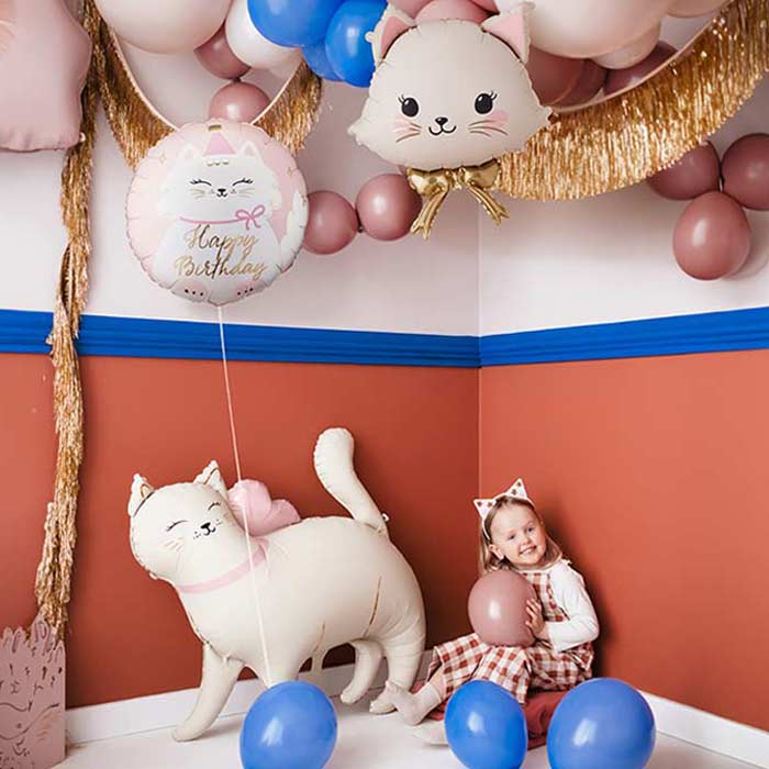 White Cat with Bow Foil Balloon 50x60 cm