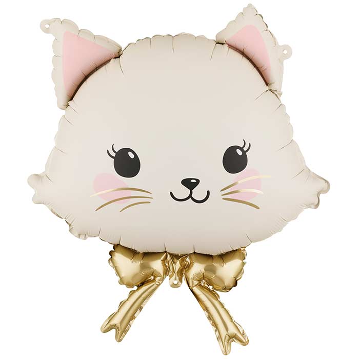 White Cat with Bow Foil Balloon 50x60 cm | Party Save Smile