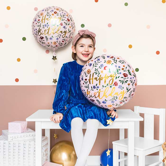 Floral Happy Birthday Foil Balloon 18 Inch