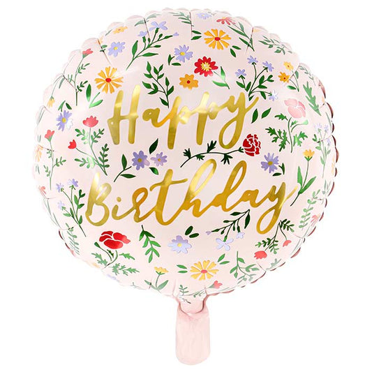 Floral Happy Birthday Foil Balloon 18 Inch | Party Save Smile