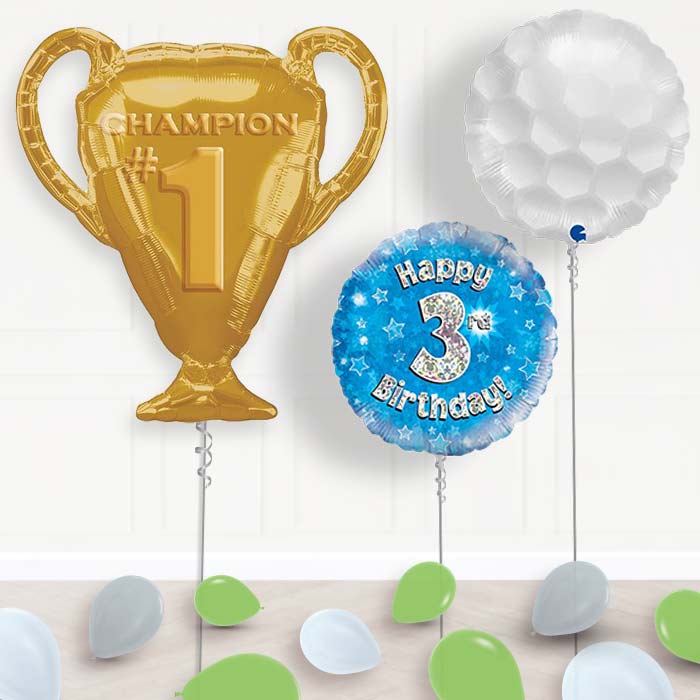 Golf Birthday Balloons Display in a Box Gift - 3rd Birthday | Party Save Smile