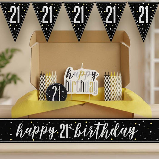 Black and Silver 21st Birthday Decoration Package | Party Save Smile