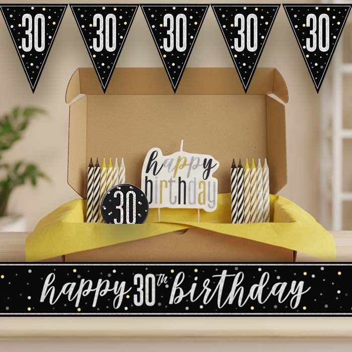 Black and Silver 30th Birthday Decoration Package | Party Save Smile