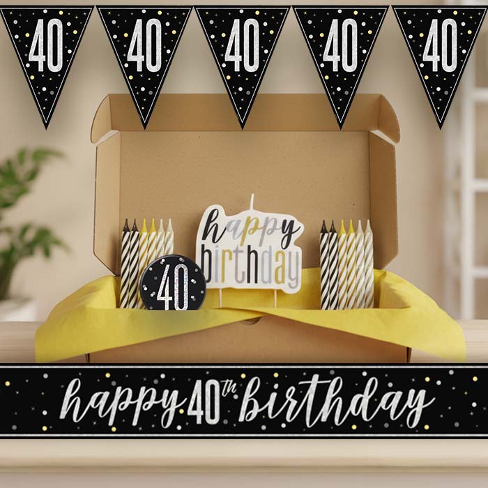 Black and Silver 40th Birthday Decoration Package | Party Save Smile