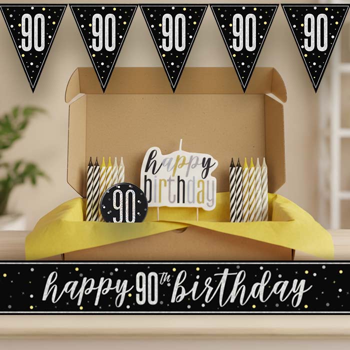 Black and Silver 90th Birthday Decoration Package | Party Save Smile