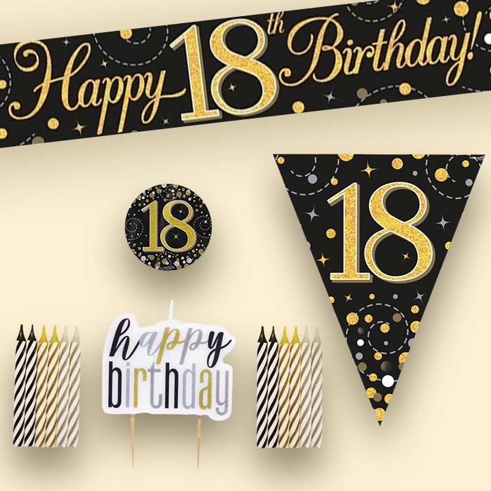 Black & Gold 18th Birthday Decoration Package