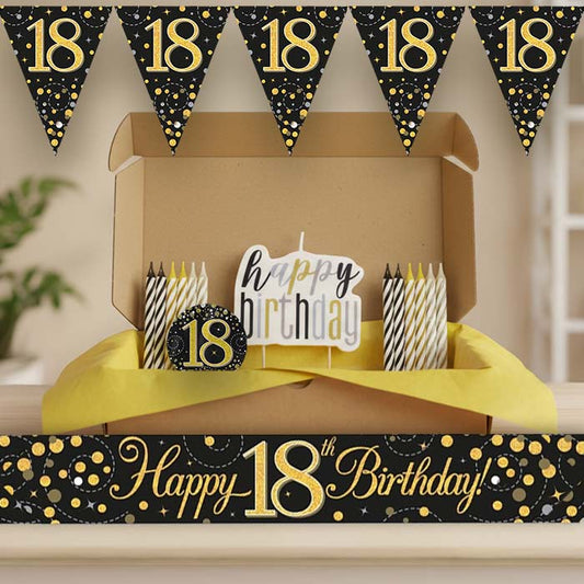 Black & Gold 18th Birthday Decoration Package | Party Save Smile
