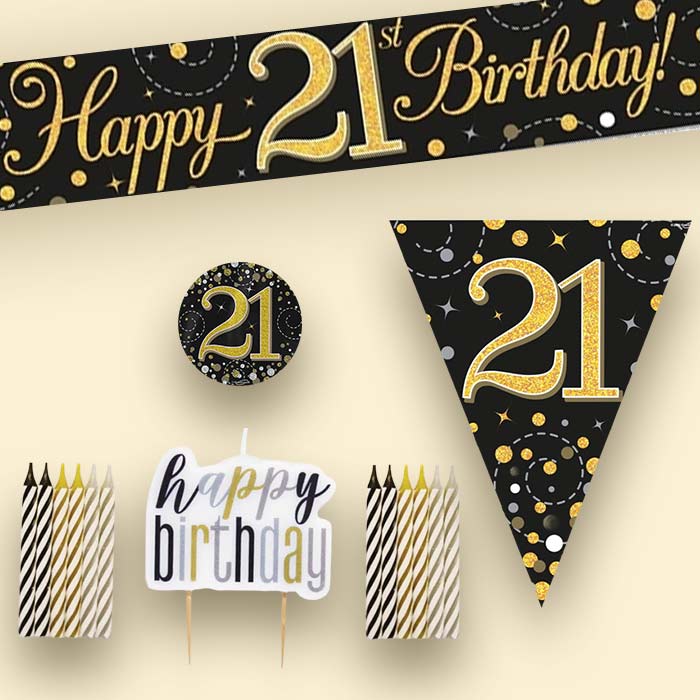 Black & Gold 21st Birthday Decoration Package