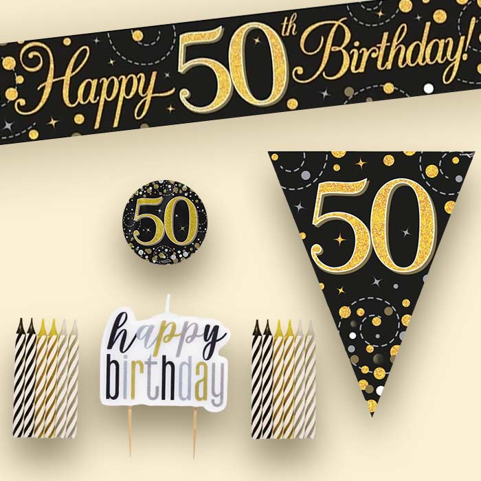 Black & Gold 50th Birthday Decoration Package