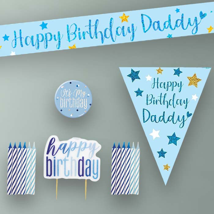 Blue Stars Daddy Birthday Decoration Package