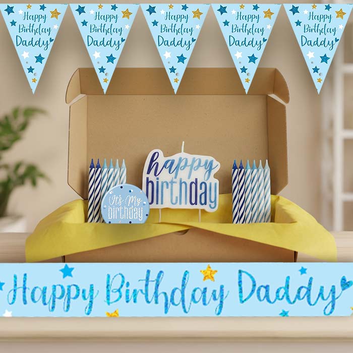 Blue Stars Daddy Birthday Decoration Package | Party Save Smile